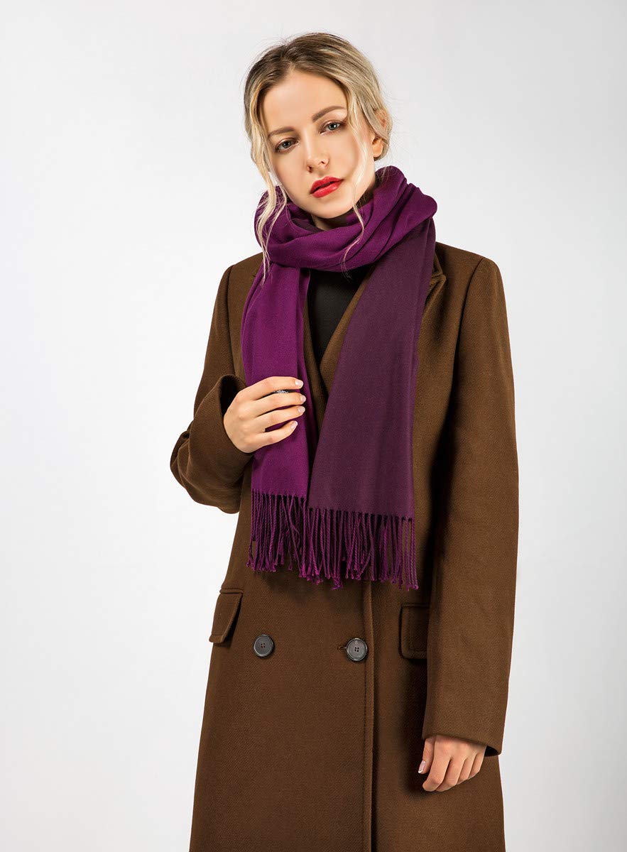 Women Scarves yeabiu Cashmere Scarf Large Winter Fringe Scarf Warm Wool Shawl Wrap Stole for Women (Medium, Purple)