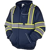 TICONN Safety Hoodie Jacket, High Vis Reflective Safety Fleece Hoodie, PPE Gear for Cold Weather Meet ANSI III