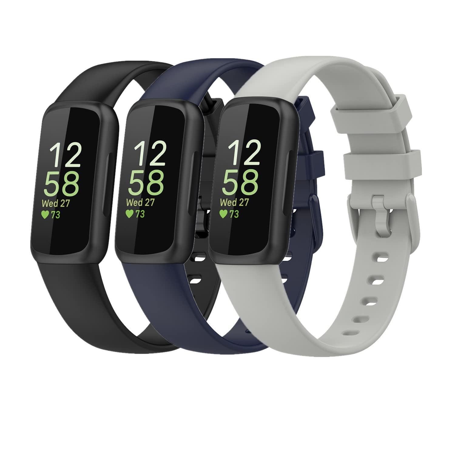 Huwokxix Watch Strap Compatible with Fitbit Inspire 3,Adjustable Silicone Sports Wristband Replacement Band