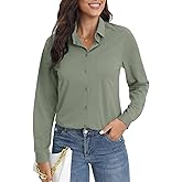 COUXILY Soft Wrinkle-Free Button Down Stretch Shirts for Women, Breathable Moisture-Wicking Casual Work Dress Tops