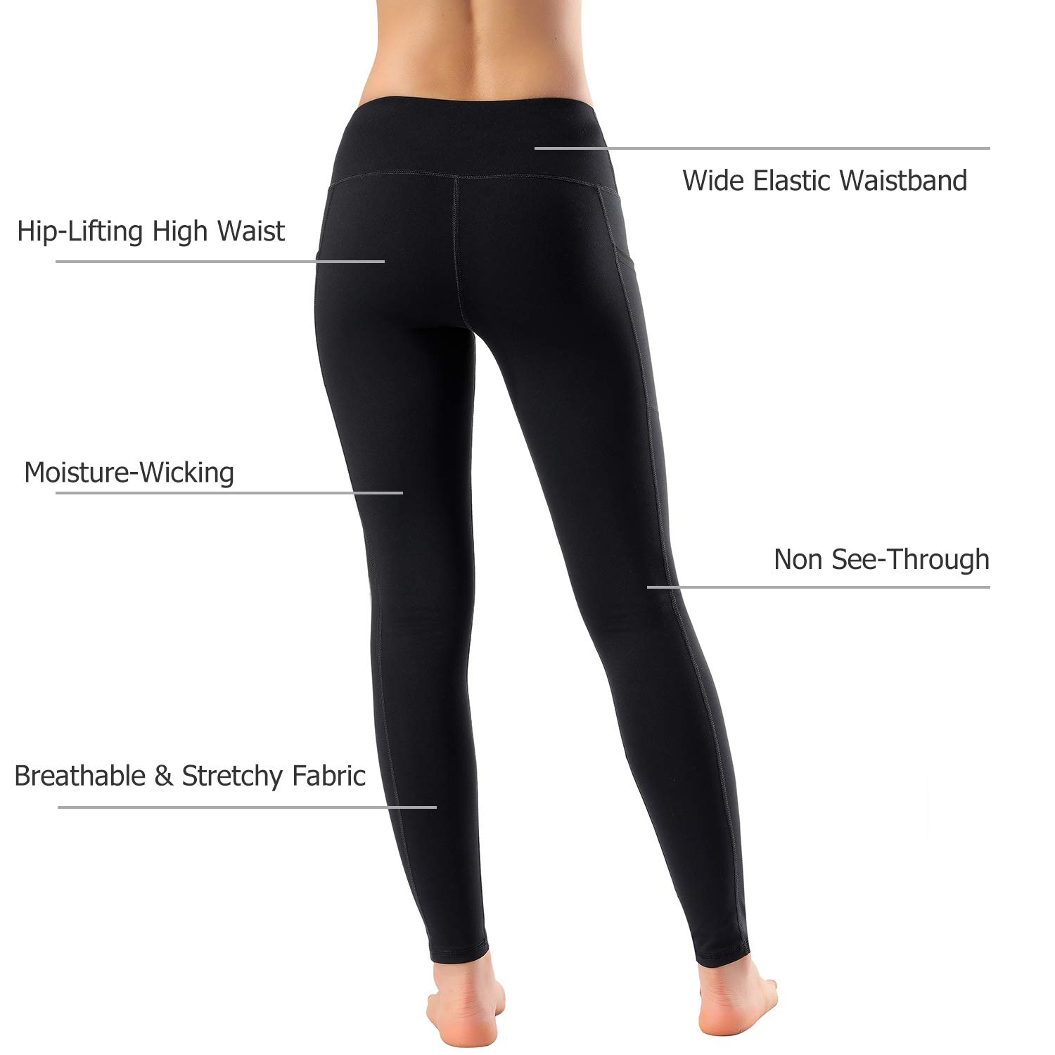 HOFI Women's High Waist Yoga Pants with Pockets Tummy Control Workout Running - Fifth Degree