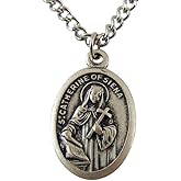 Women's Patron Saint Medal 3/4 Inch Metal Pendant with Chain