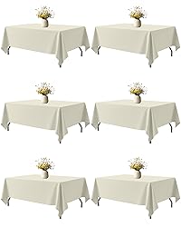 Niuara Ivory Fabric Rectangle Table Cloth - 6