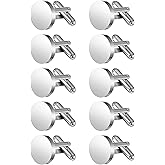 Newcotte 5 Pairs Cufflinks for Men Round Silver Cufflinks Mens Classic Stainless Steel Cuff Links Set for Wedding Gifts