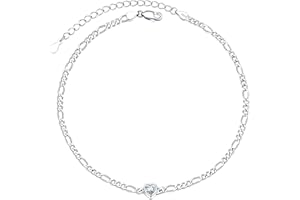 925 Sterling Silver Dainty Heart Anklets for Women, Adorned Birthstone Jan - Dec Available, Inifinity Ankle Bracelet, 8.5"-10