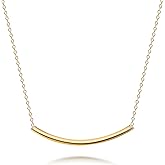 Bling Jewelry Minimalist Delicate Thin Sideways Horizontal Round Tube Curved Bar Slide Pendant Necklace For Women Teen .925 Sterling Silver