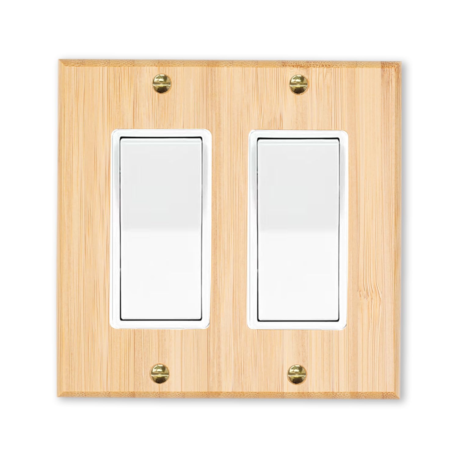 Photo 1 of 1 Pcs Solid Wood Double Rocker Light Switch Plate Bamboo Light Switch Cover Quality Raw Wooden Electrical Wall Plate Covers Decorative