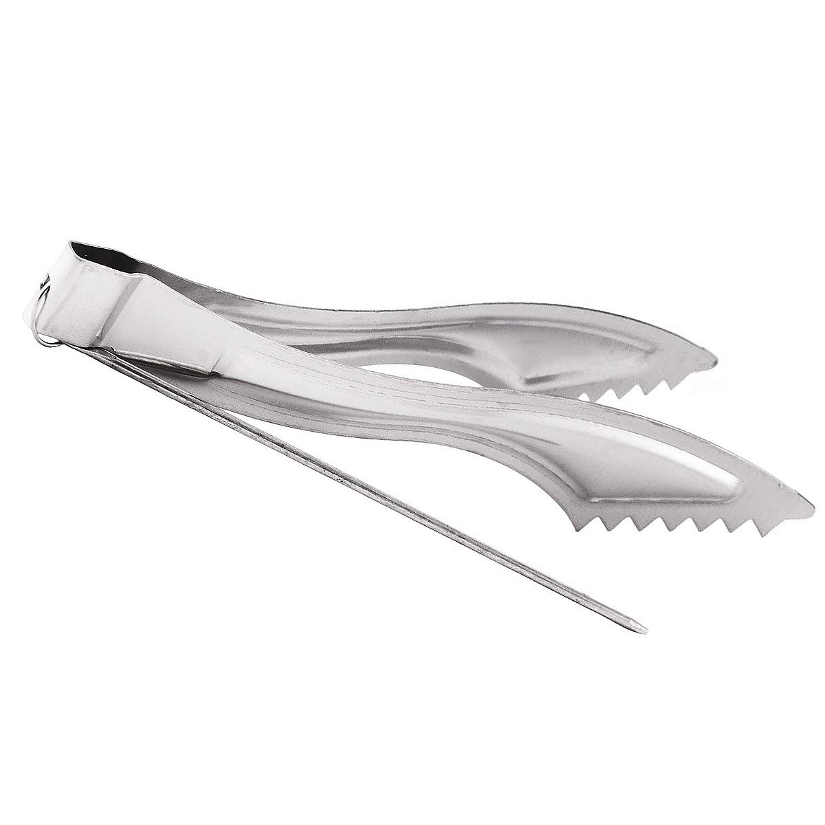 NKlaus Incense Tongs 16cm Long Silver with Piercer Stainless Steel Coal Tongs Shisha Tongs ice Tongs Dishwasher Safe 1343