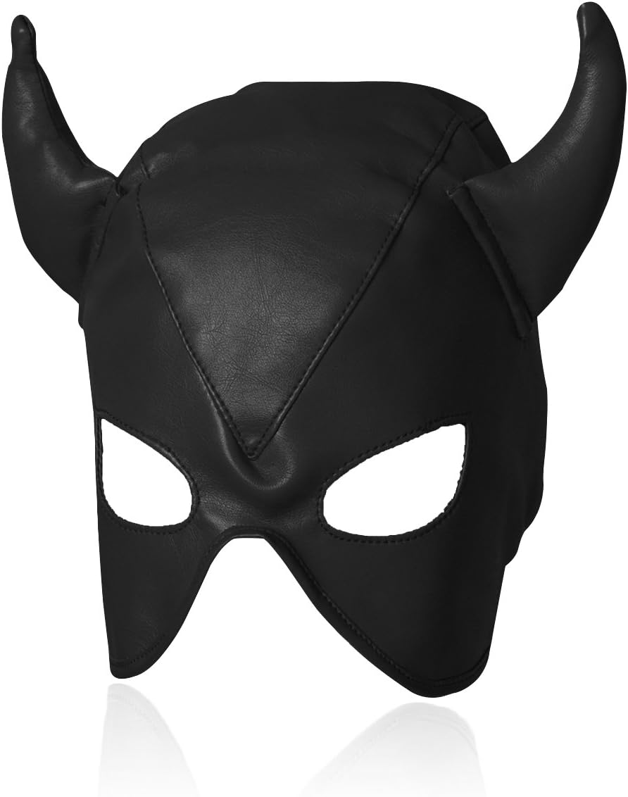 Evaliana Devil Role Play PU Face Mask Horn Masquerade Halloween Costume Party
