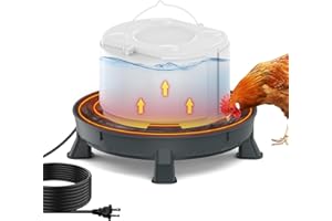 Trampots 4.28L Heated Chicken Waterer - Winter Freeze-Proof Heated Poultry Waterer, 84W Hanging Chicken Water Heater with 4 Detachable Leg Support, Poultry Water Fountain for Chickens, Ducks（Round）