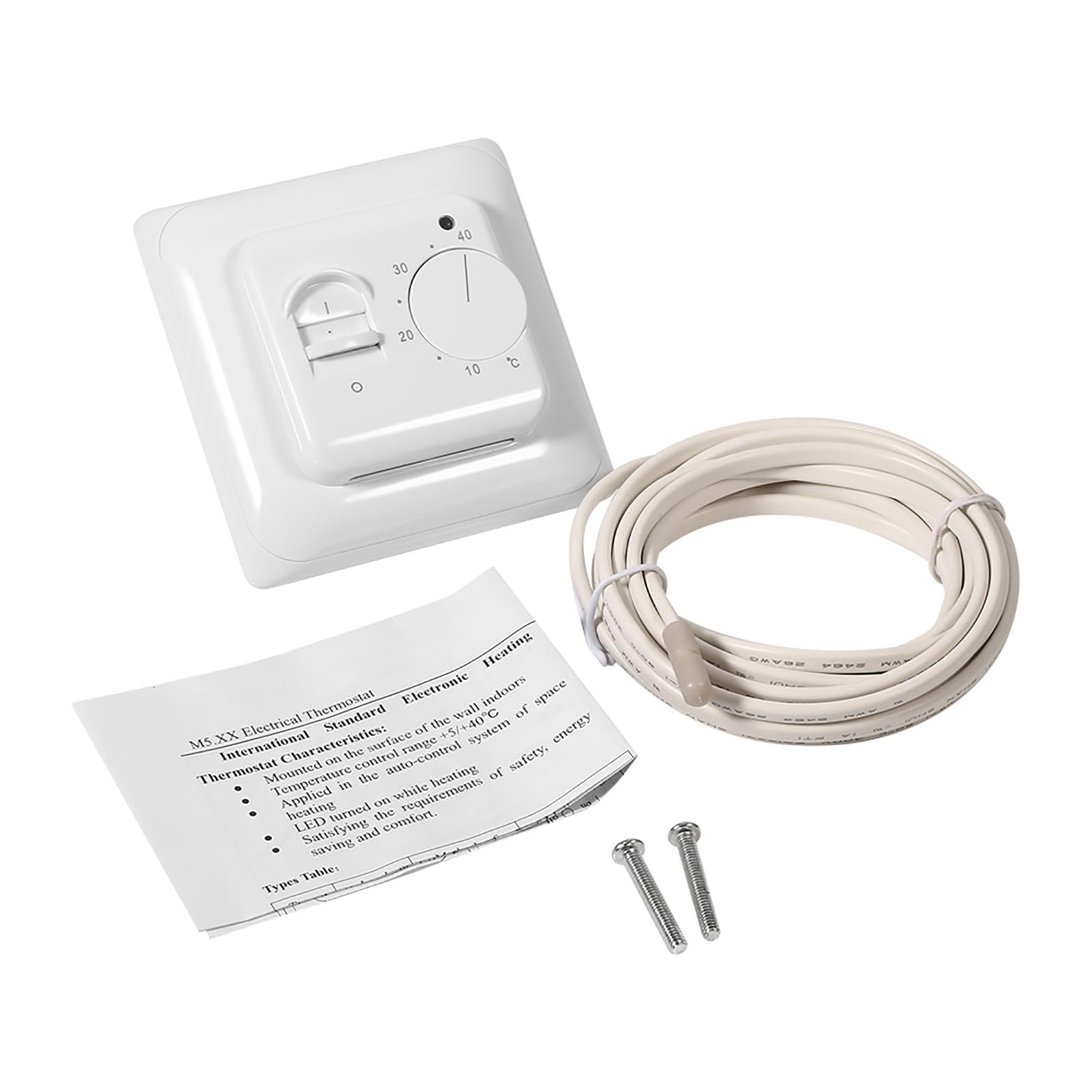 Room Floor Mechanical Thermostat Heating Thermostat Air Condition Temperature Control Switch with 2.9m Sensor Cable