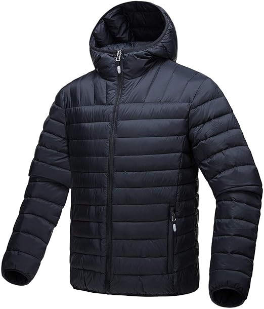 TACVASEN Herren Winter Leichte Warme Daunenjacke Steppjacke Gefüttert mit Kapuze