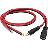 (Real 18AWG) 1 Pairs 12V 5A DC Power Pigtail Barrel Plug Connector Cable, 2.1mm x 5.5mm Male Female DC Pigtail Connectors for CCTV Security Camera and 12V Power Supply Adapter (1 Male+1 Female)