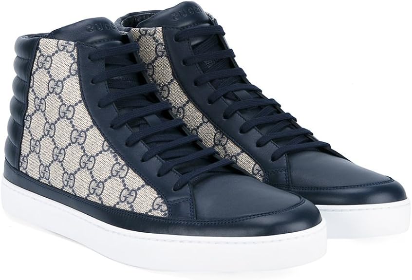 Amazon グッチ Gucci Gg Supreme Hi Top Sneakers ハイカットスニーカー ln0 Blue 並行輸入品 Tyraholic スニーカー