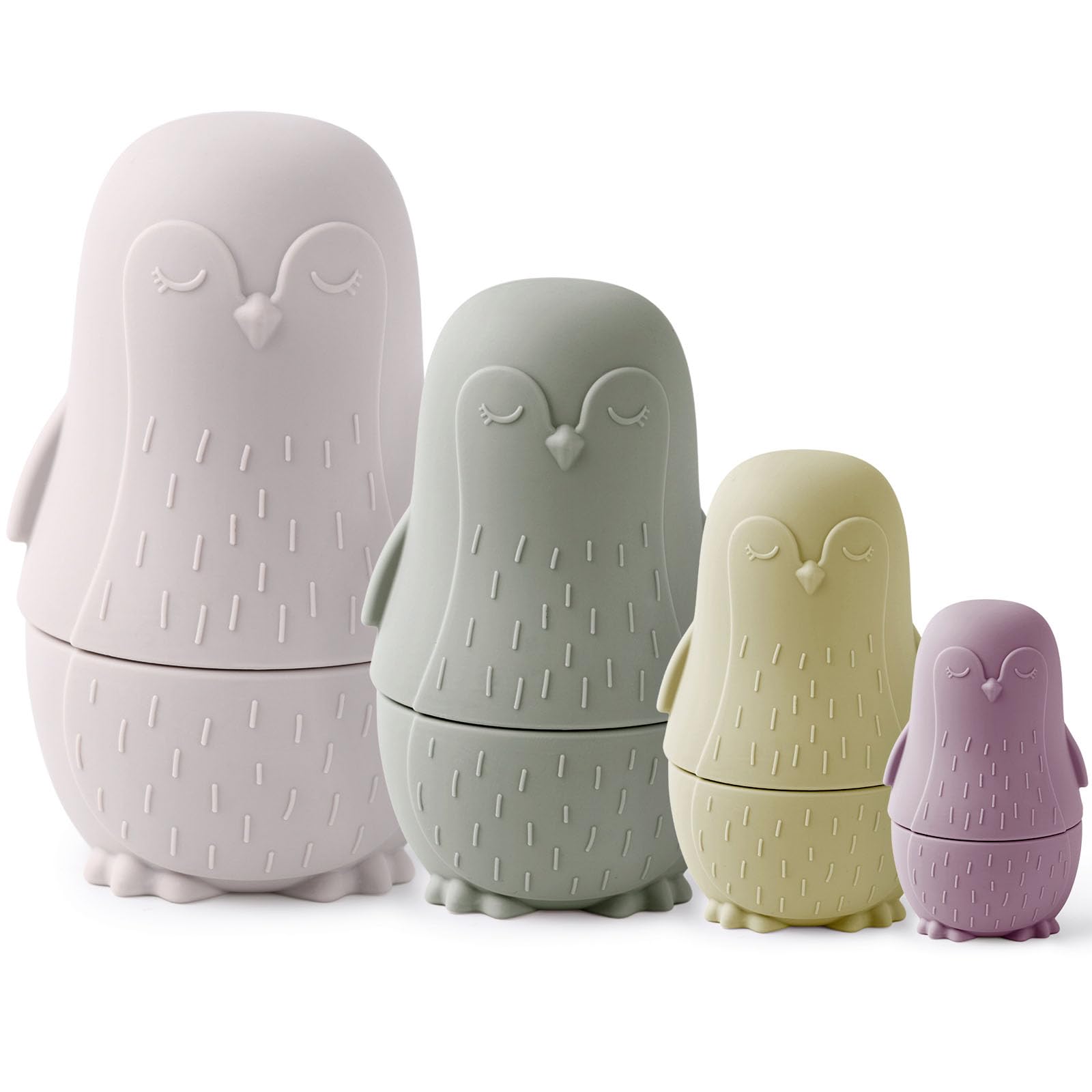 Photo 1 of Koogel Silicone Nesting Dolls, 4 Pcs Owl Stacking Russian Nesting Doll Toys Matryoshka Dolls Montessori Educational Toy Halloween Wishing Gift for Toddlers 1-3 Christmas Birthday Decoration