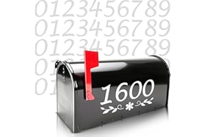 ASSURED SIGNS Reflective Mailbox Numbers for Outside - 5 Sets, 2" Tall, 0-9 House Address Number Stickers for Mail Box - White Self-Adhesive Vinyl Decals - Waterproof and UV Resistant