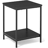 �鶹�� Basics - End Table with Bottom Shelf, Living Room Side Table, Steel Frame, Wooden Black