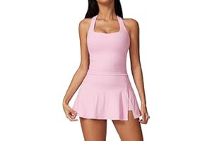 ABOCIW 2 Piece Tennis Dresses for Women Side Slit Mini Skirt Set Racerback Workout Crop Tank Top Golf Outfits
