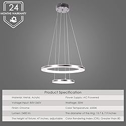 CHYING Modern LED Pendant Light with Acrylic Shade