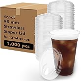 Karat C-KC626TS-SHNE 98mm PET Strawless Sipper Lid for 12-24oz PET Cup, sipper lids, strawless lids 1,000 Count