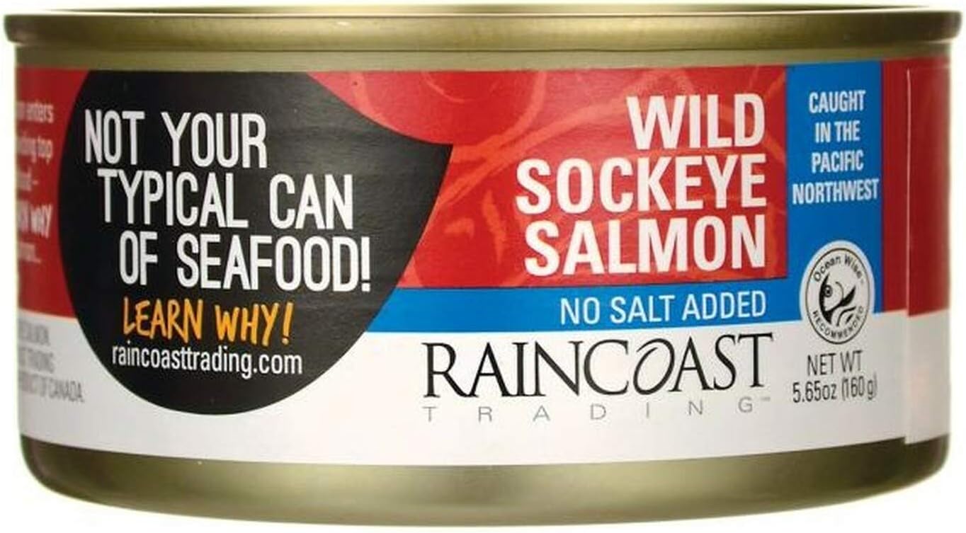 Raincoast Trading Sockeye Salmon -No Salt Added, 5.65 Ounce -- 12 per case.