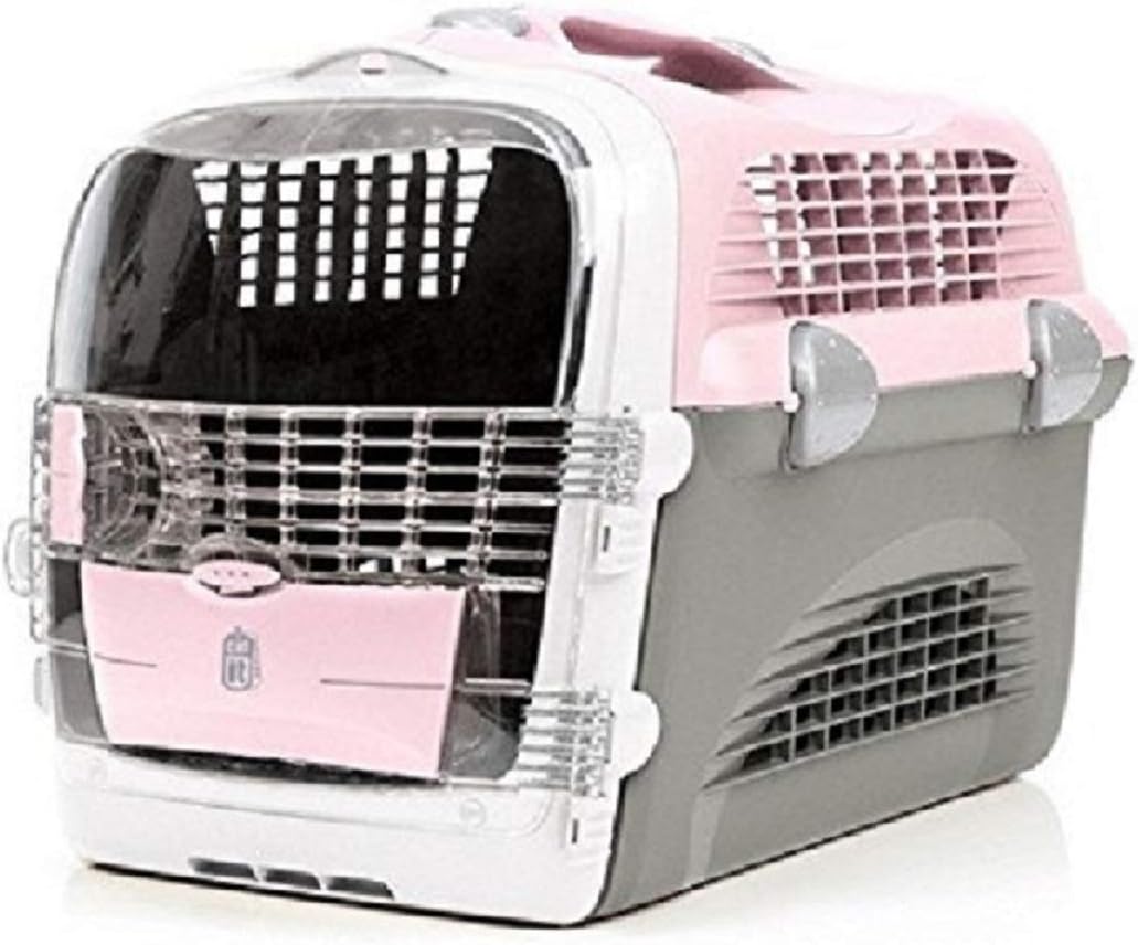 Catit Transportín Pet Cargo Cabrio, 51 x 33 x 35, Color Rosa, Gris y Blanco