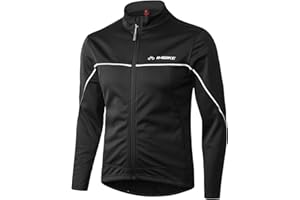 INBIKE Men's Cycling Jacket, Winter Fleece Thermal Windproof Soft Shell Wind Coat Black