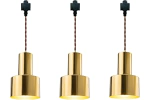 ANYE 3-Pack H-Type Track Light Pendants Brass Minimalist Light Fixtures Antique Retro Style Gold Bronze Ceiling Lamp for Restaurant Cafe Dining Room Bulbs and Track Not Included