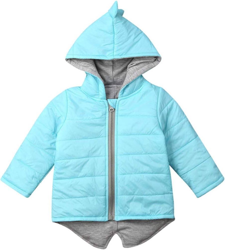 OVKMANG Toddler Baby Girl Boy Spring Clothes Dinosaur Hoodie Down Jacket Kids Warm Thin Zipper Coat Outfits