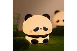 NESVECIT Cute Panda Night Light, LED Squishy Novelty Animal Night Lamp, Food Grade Silicone 3 Level Dimmable Breastfeeding Nursery Nightlight for Room Decor, Cute Gifts Stuff for Boys Girls Baby Children