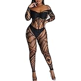 XIUSEMY Women Sexy Bodystocking One Piece Badydoll Fishnet Lingerie Nightwear Plus Size
