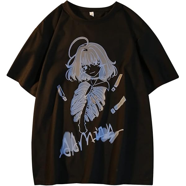 Gothic Women's T-Shirt – Loose Fit Punk Dark Grunge Streetwear Top With Graphic Print