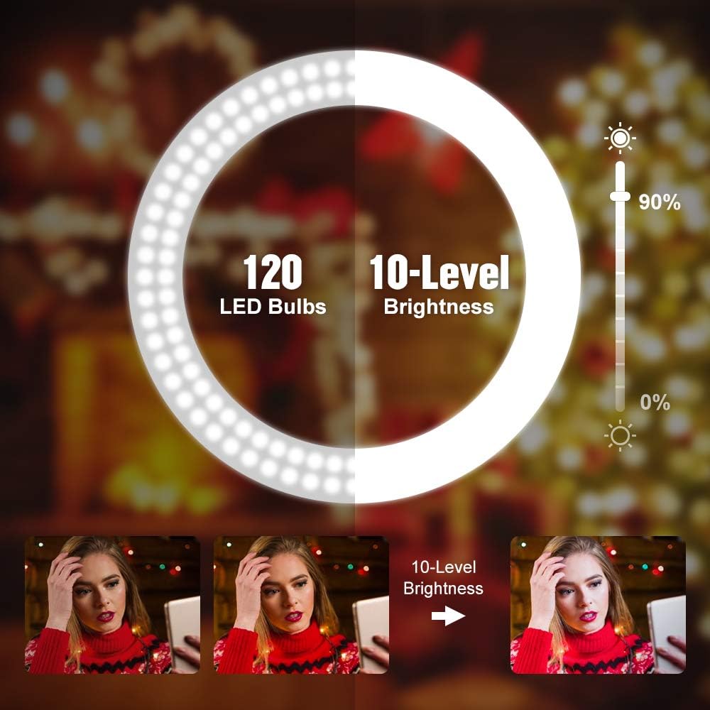 Crenova 10” LED Ring Light for Selfie Live Streaming/Makeup/YouTube Videos : Camera & Photo