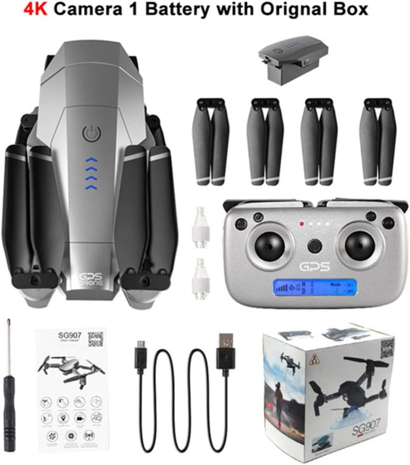 s61Ylu Mini Drone SG907 GPS Drone with 4K 1080P HD Dual Camera 5G WiFi RC Quadcopter Optical Flow Positioning Foldable Mini Drone VS E520S E58 (Color Box 4K One-Battery)