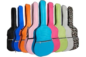 GRANDAN Water Resident Colorful Acoustic Guitar Case, 5mm Sponge Classical Guitar Bags with Storage Pocket (Suitable for 40&4