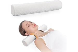Cozyhealth 3.1" H Small Cervical Roll Pillow, Medium Soft Memory Foam Neck Round Pillow Cylinder Bolster Pillow for Sleeping, Round Neck Support for Bed, Legs, Back and Yoga (White, Small - 3.1" H)