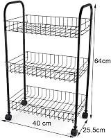 Vivo Technologies 3 Tier Fruit Trolley Basket Rack Kitchen Storage with Wheels view 4