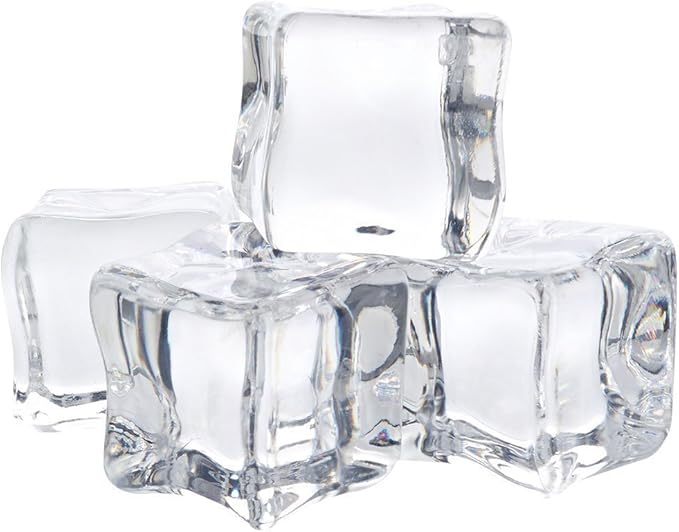 FSSTUD 12 Pcs Clear Acrylic Ice Cubes Fake Artificial Ice Chunk for