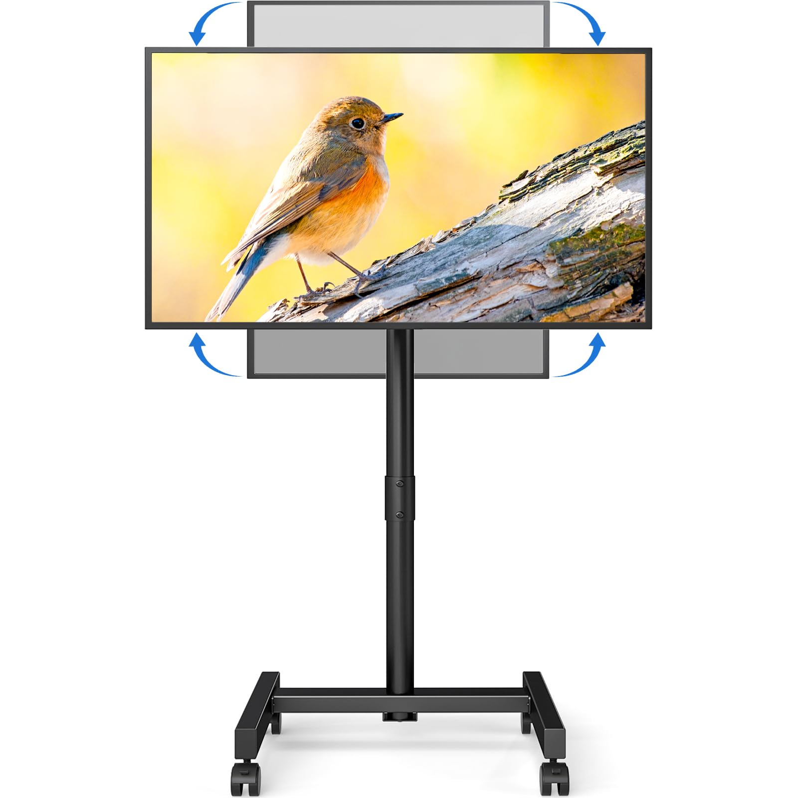 Photo 1 of YOMT Mobile TV Cart Rolling TV Stand for 13-50 inch Screens, Tilting and Rotating Mount, Portrait to Landscape, Height Adjustable Portable TV Stand with Wheels Holds up to 44lbs Max VESA 200x200mm