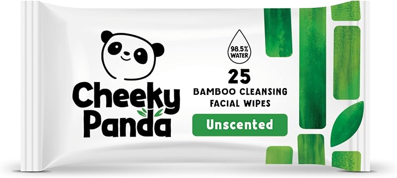 The Cheeky Panda Bamboo Facial Wipes Unscented 25 Pack | 99% Purified Water
