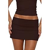 UAURORAO Women Fold Over Micro Mini Skirt Low Rise Stretch Bodycon Pencil Short Skirt Tight Ruched Going Out Bottoms