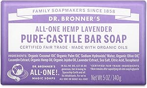 Dr. Bronner's - Pure-Castile Bar Soap (Lavender, 5 ounce) - Made with Organic Oils, For Face, Body and Hair, Gentle and Moist