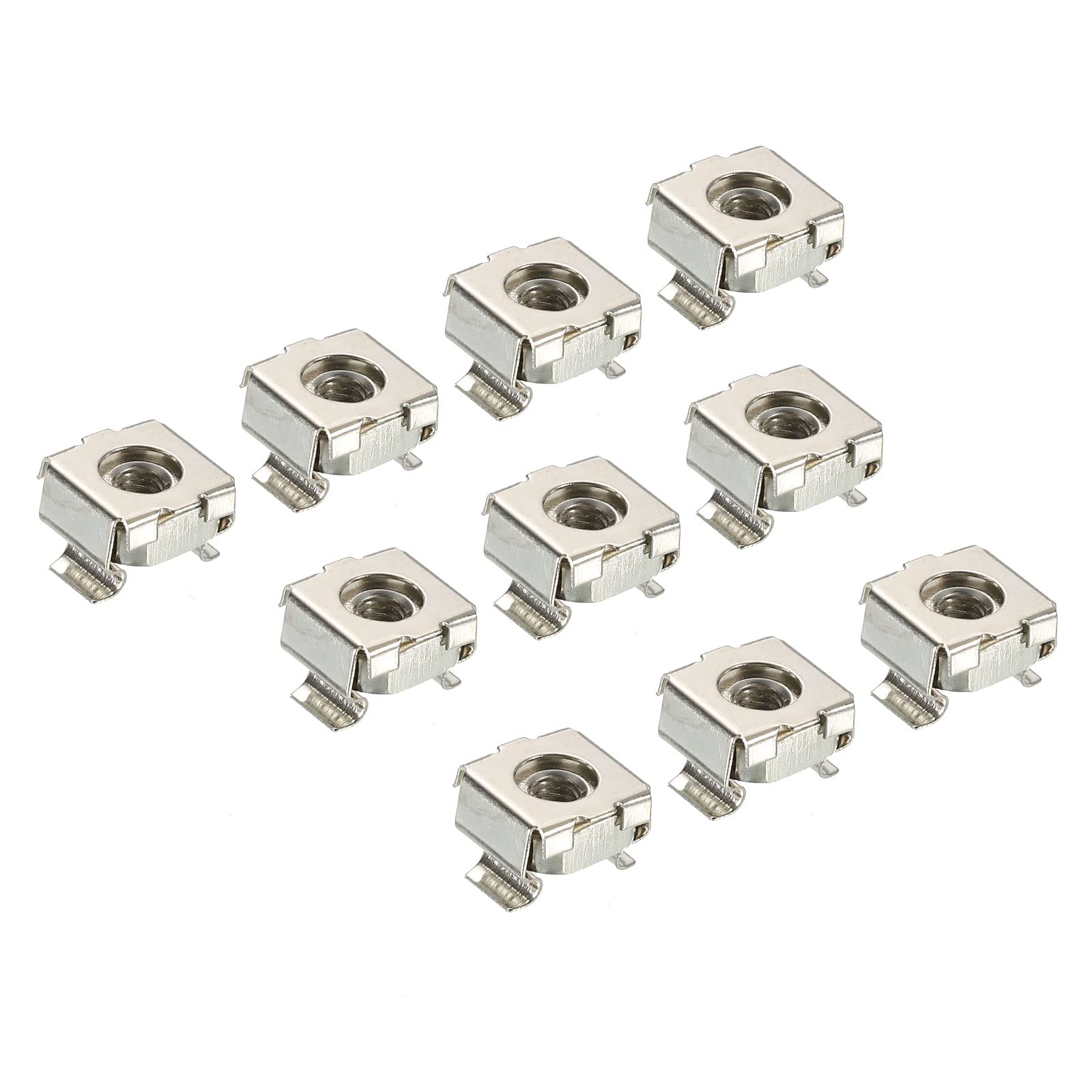 PATIKIL M4 Cage Nuts Carbon Steel Nickel Plated for Server Rack Cabinets, Silver Tone Pack of 30