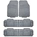 FH Group Automotive Floor Mats Climaproof™ Floor Mats Three Row Full Set Gray for SUVs,Truck, Trimmable Universal Fit Rubber Mats