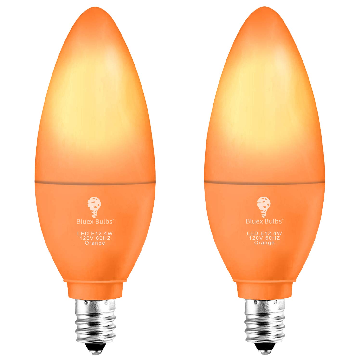 Photo 1 of 2 Pack BlueX LED Candle Orange Light Bulb - 4W (40Watt Equivalent) - E12 Base Orange LED Bulb, Party Decoration, Porch, Home Lighting, Holiday Lighting, Chandelier Light Bulbs, Candelabra Bulbs