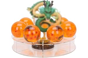 Mysika Resin Shenron Figure Dragon Shenlong Statue Set + 3.6cm Crystal Balls + Shelf with Gift Box for Business Halloween Christmas Holiday and Birthday Home Decoration