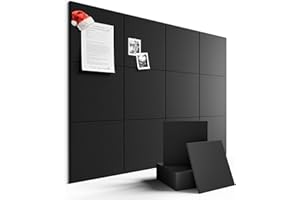 Fluxynara Large Felt Bulletin Board Large 48" x 36" Cork Board Alternative-12 Pack with 70 Safe Removable Adhesive Tabs, Cork Boards for Walls Cork Board for Home Office Classroom Pin Board - Black