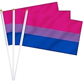 Bisexual Flag Bi Flag, Small Mini Hand Held Bisexual Pride Flags on Sticks for Parades Parties Festivals Decorations