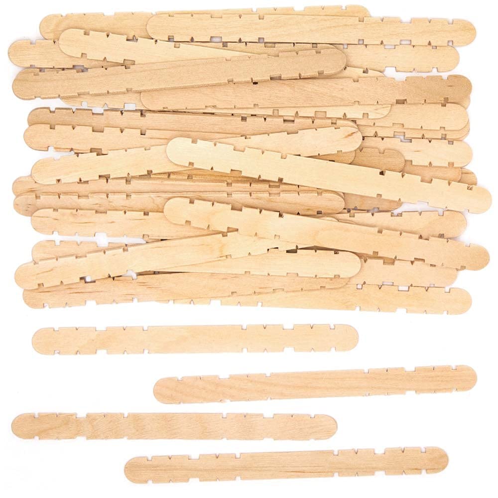 Baker Ross FE332 Natural Wooden Construction Sticks - Pack of 200, Wooden Craft Sticks for Kids Arts and Crafts Projects, Ideal for Wood Craft and Modelling