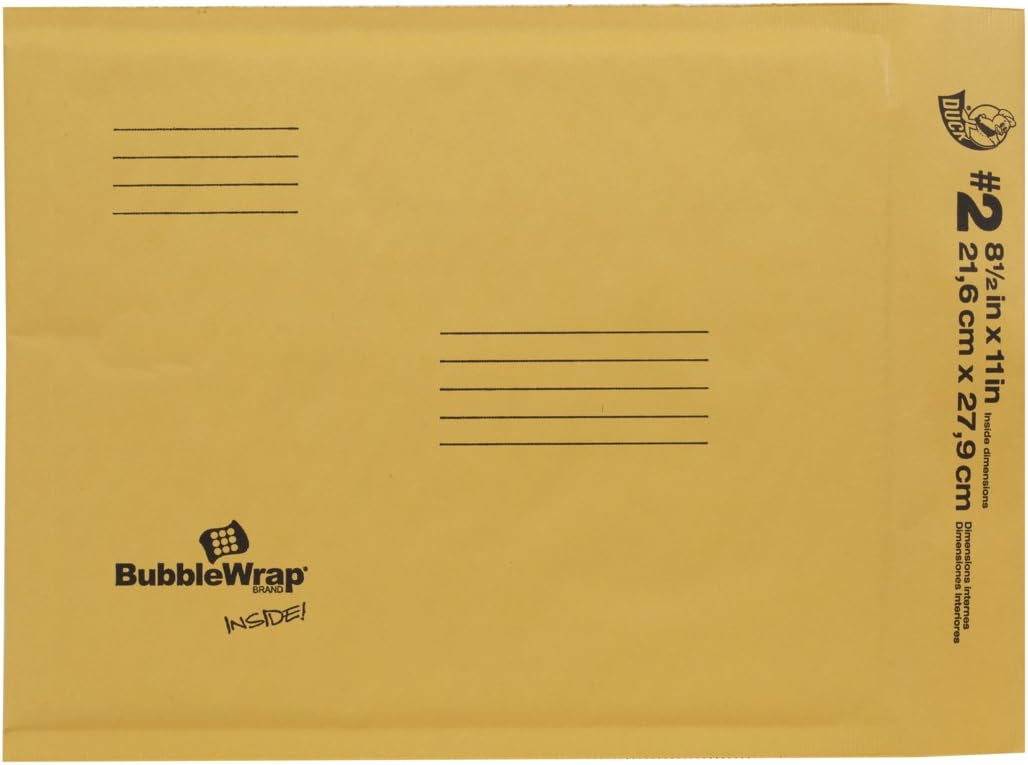 Duck Brand Kraft Bubble Mailers, 2-8.5 x 11 Inches, 5-Pack (284692) : Padded Envelopes : Office Products